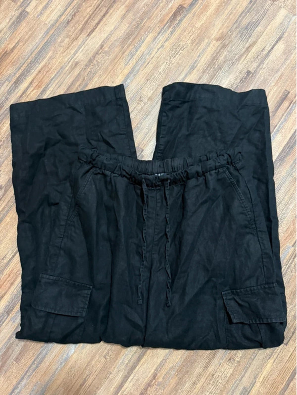 Gap linen blend wide leg caro pants size small